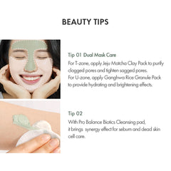 Leegeehaam Jeju Matcha Clay Pack in wash-off action ideal for dull skin refresh.