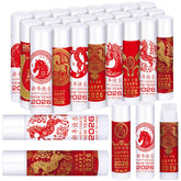 Leelosp Lunar New Year lip balm 24-pack with festive packaging, ideal for guest gifts.