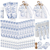 Leelosp hand cream close-up with blue floral design for bridal favors