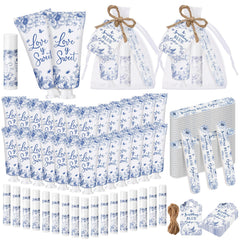 Leelosp hand cream close-up with blue floral design for bridal favors