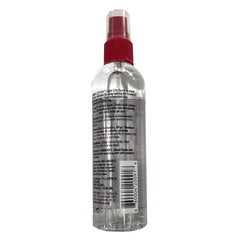 Close-up of LEVV1 Simply Stylin Light Silk Spray bottle showing silicone shield for smooth hair.