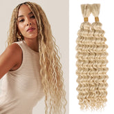 Leeven curly braiding hair in deep water wave 18in for versatile updos.