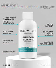 Graphic highlights acetone-free, low-odor formula and user comfort.
