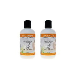 Legend's Creek Goat Milk Lotion bottle with oatmeal, milk and honey, deeply moisturizing for body and hands.