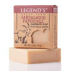 Legends Creek goat milk soap on shelf for hands and body cleansing