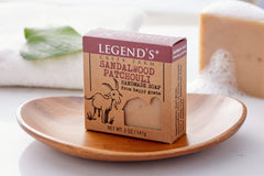 Legends Creek goat milk soap close-up highlighting natural ingredients and moisturizing texture