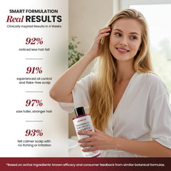 Lemcuh Biotin & Onion Shampoo scalp closeup highlights refreshing tea tree and ginger.