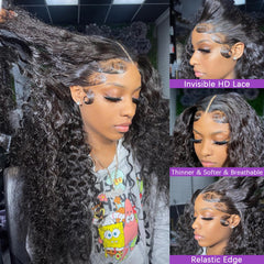 Lemeiily 28-inch wig with deep waves and 13x6 lace front for versatile parting.