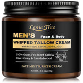 LemeTree men's beef tallow jar demonstrates rich hydration for daily care.