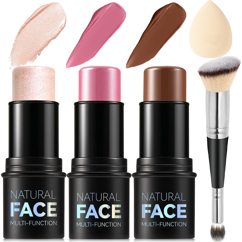 LemonSac 3Pcs contour kit swatch on cheek for a natural blush-bronzer-highlighter blend