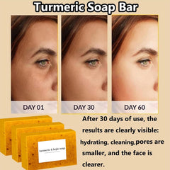 Lemon Turmeric Kojic Soap with foam net for rich lather and thorough cleansing.