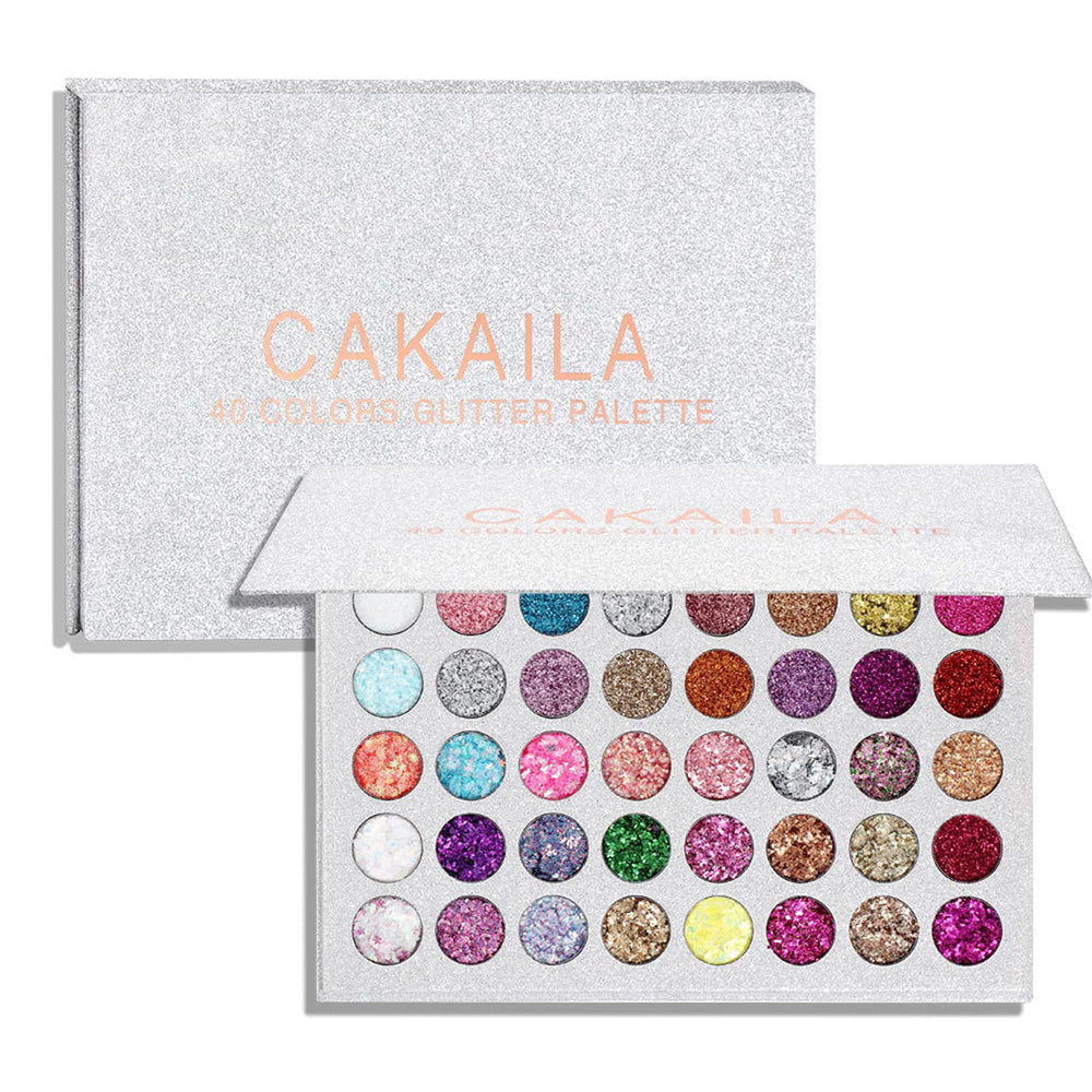 LemonSac Glitter Eyeshadow Palette 40 colors swatches for bold looks.