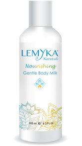 LEMYKA eczema body cream bottle demonstrates non-greasy hydration for sensitive skin.