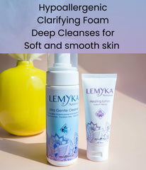 LEMYKA foaming-lather-closeup reveals rich foam that feels gentle on sensitive skin.