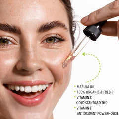 Lemyn Organics THD Vitamin C bottle highlights antioxidant protection for skin