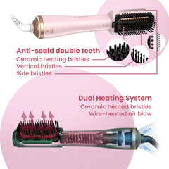 LENA Hair Straightener Brush Dryer Pink far infrared heat for gentle styling