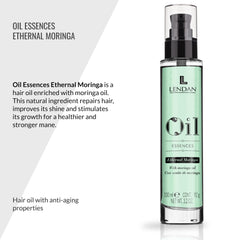 Close-up of Moringa oil drops demonstrating moisture-rich formula.