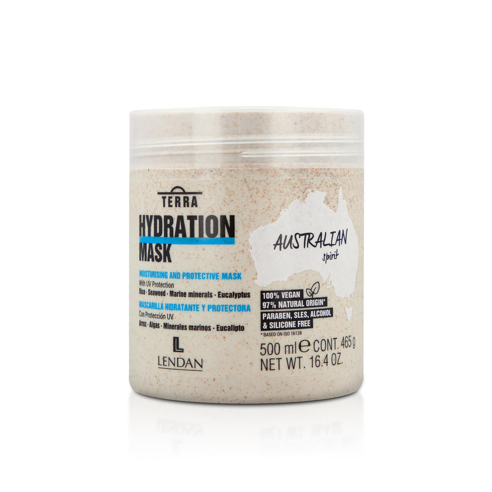 Lendan Terra Hydration Mask bottle pour: helps lock in moisture for dry hair