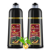 Leorx 2-pack hair dye shampoo bottle pouring for quick at-home color
