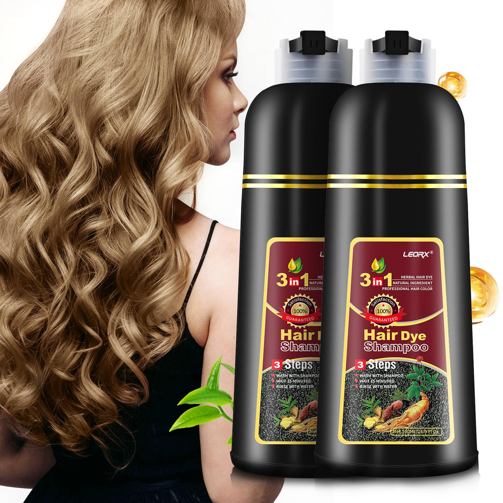Leorx 2-pack hair dye shampoo packaging for at-home color