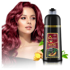Leorx 3-in-1 hair dye shampoo bottle in wine red offering at-home color