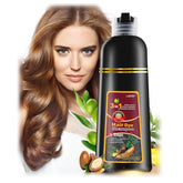 Leorx hair dye shampoo bottle pouring for simple at-home color
