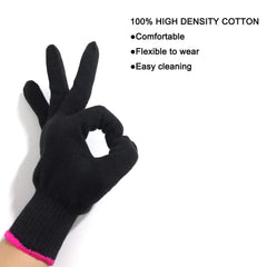 Lessmon glove shown with hair dryer for safer drying sessions.