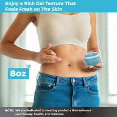 Applying Redugel Plus on the belly highlights a gentle, non-sticky feel