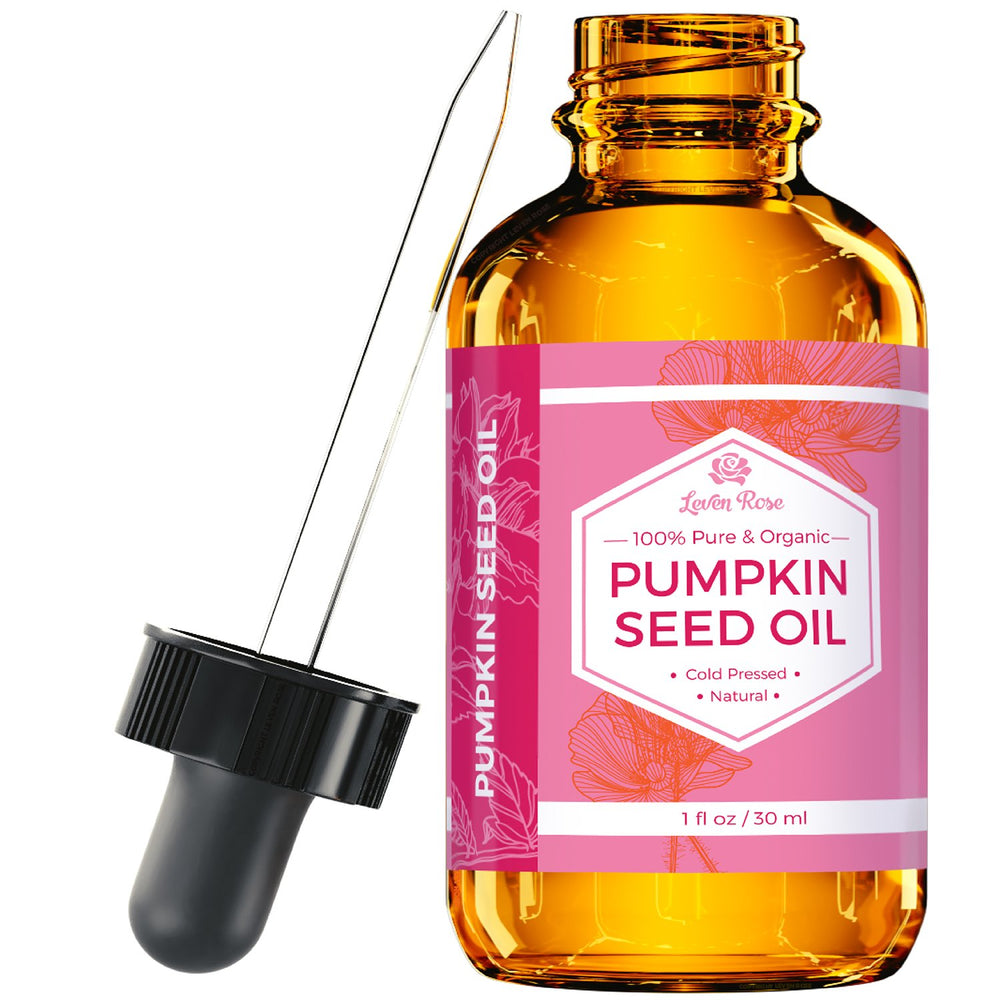 Leven Rose pumpkin seed oil bottle ready for skin hydration.