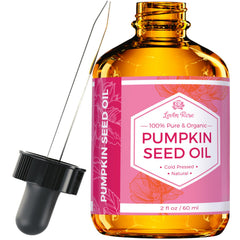 Leven Rose pumpkin seed oil bottle close-up showing amber glass for skin hydration
