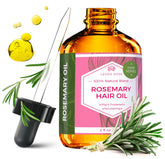 Leven Rose rosemary hair growth oil bottle nourishes scalp and promotes healthy shine.