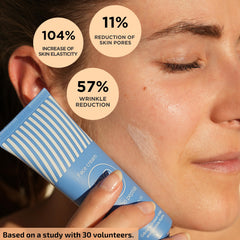 EiE peptide face moisturizer pump close-up showing fragrance-free usage