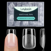 LEYKOSH short square tips 216pcs—matte finish for quick at-home manicures.