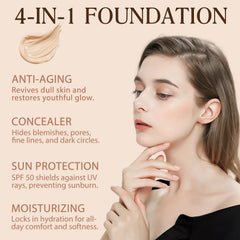 Leyosger Foundation 4 in 1 SPF 50 icon emphasizes daily sun protection benefits.