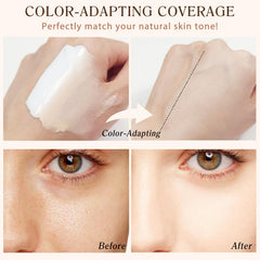 Leyosger Foundation 4 in 1 SPF 50 swatch demonstrates color-changing shade matching.