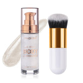 Lezero Body Shimmer Oil Diamond Platinum bottle glowing with sun-kissed radiance and hydration.