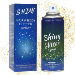 Lezero Pure Gold Glitter Spray on the face for a festival-ready glow.