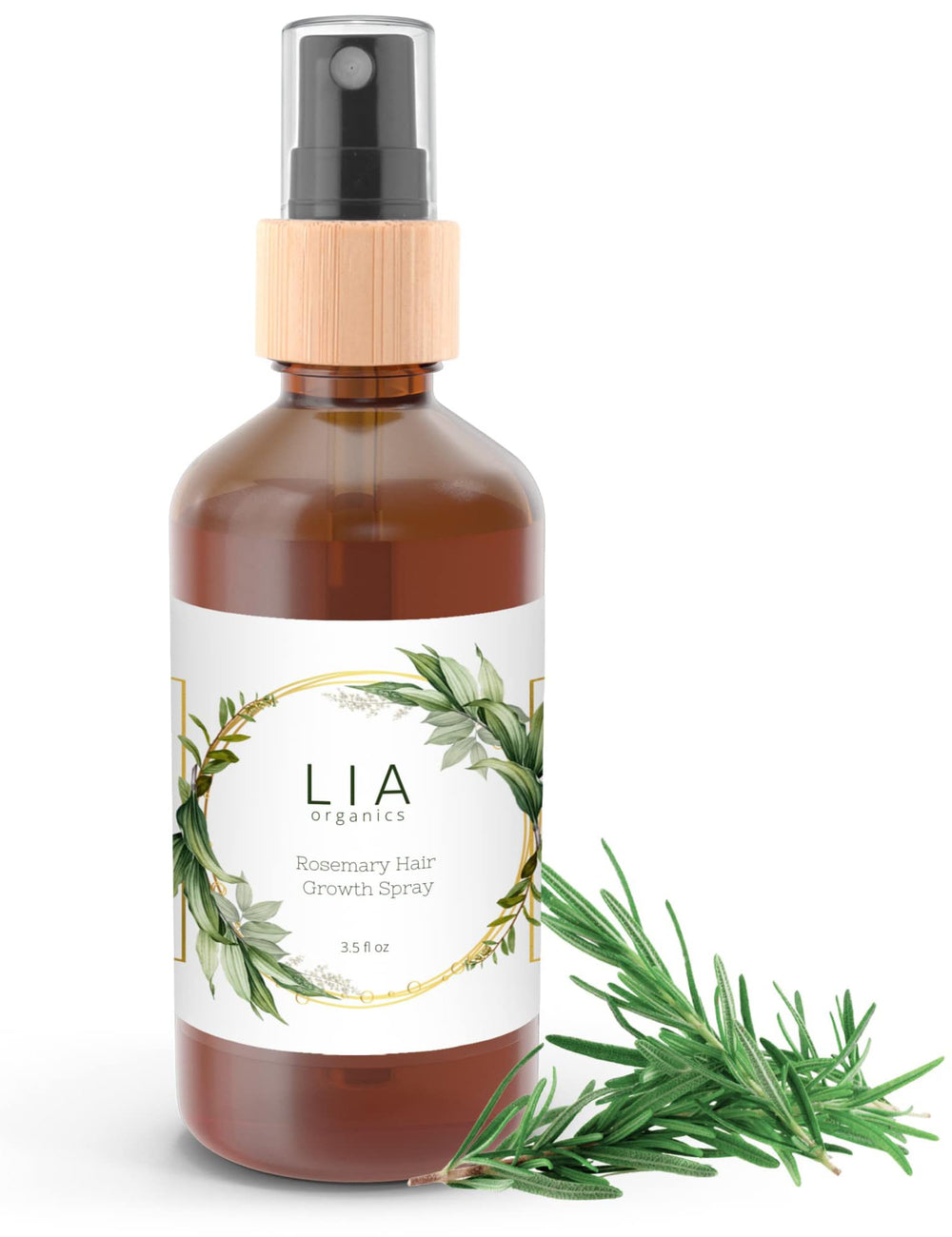 Lia Organics rosemary spray bottle for scalp refresh and vitality