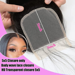 Liangya Hair 5x5 transparent lace detail with bleached knots for skin tone match