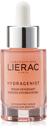 Lierac Hydragenist serum bottle close-up emphasizing hydration.