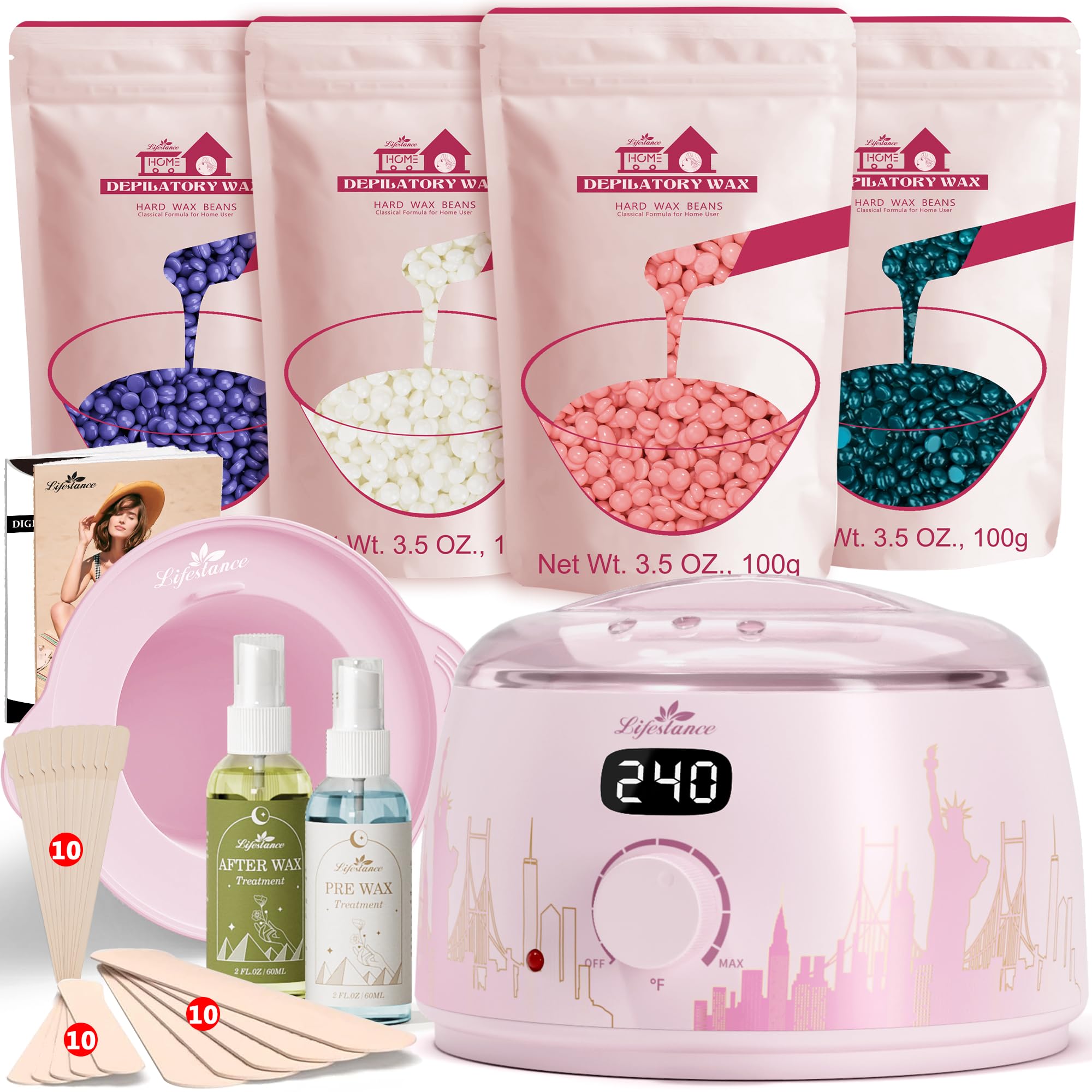 Lifestance Waxing Kit Blush Metropolis Warmer front view for sleek home spa styling