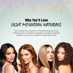 Light Mountain henna application on hair shows easy, mess-minimized dye process.
