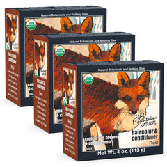 Light Mountain Henna color bottle shows natural red hue and conditioning benefit.