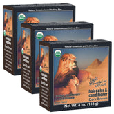 Light Mountain henna hair color in dark brown pack offers rich color without harsh chemicals.