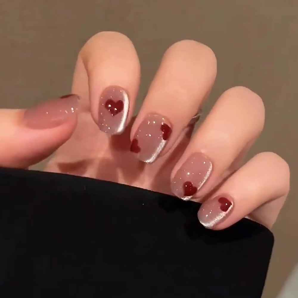 Light Rain press-on nails with hand-painted design for a salon look at home