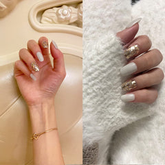 Light Rain nails with gel UV finish offer a glossy, durable look for long-lasting wear.