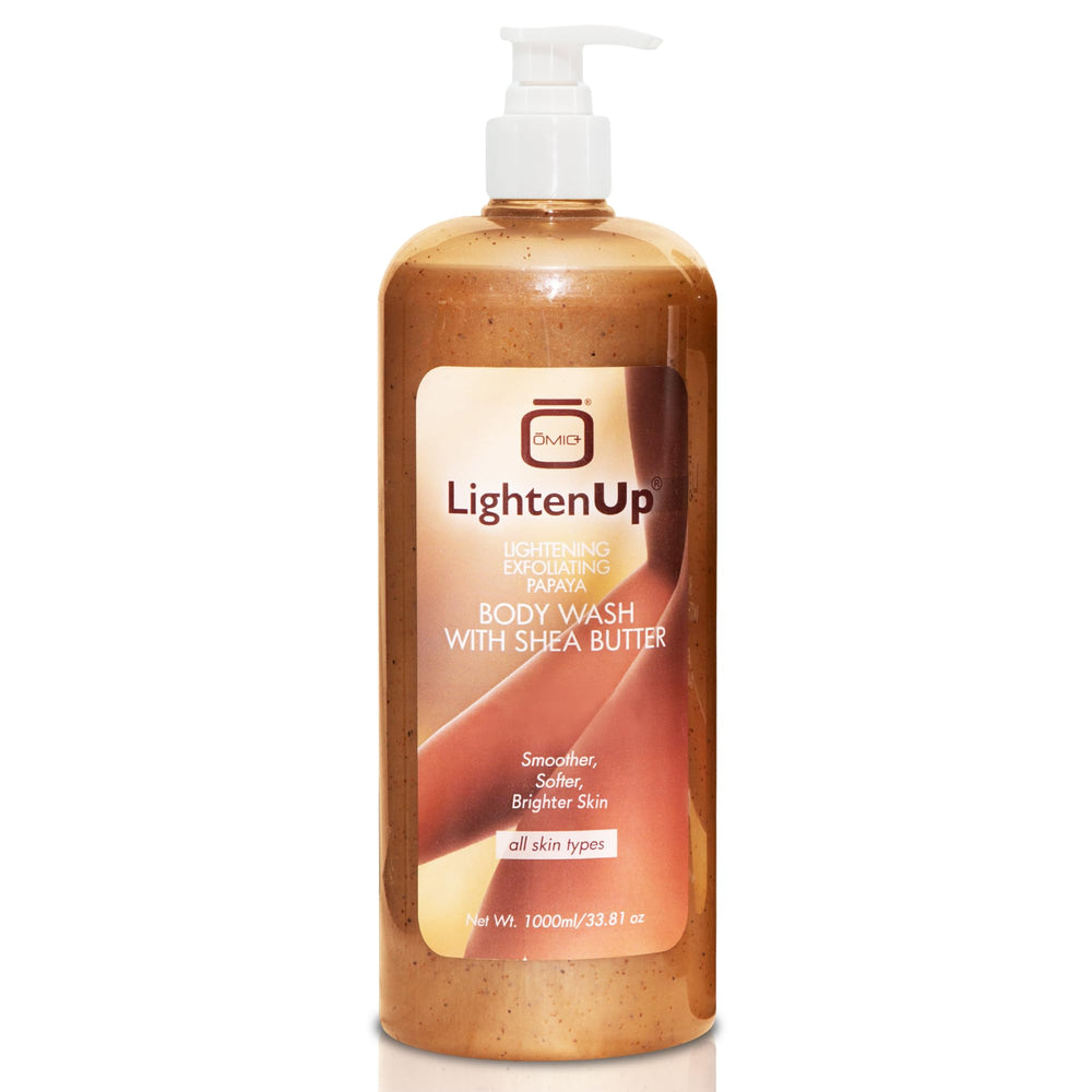 LightenUp OMIC exfoliating body wash foam for gentle cleansing