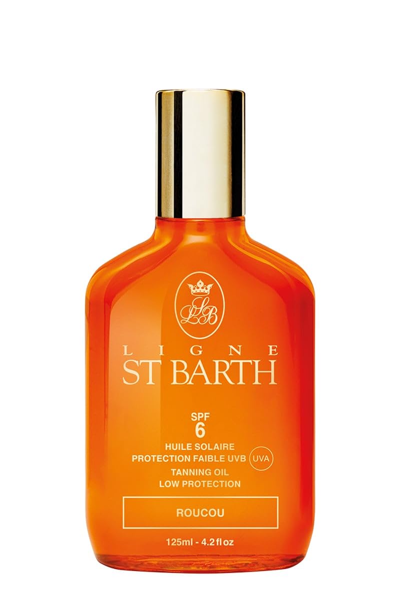 Ligne St Barth Roucou tanning oil bottle ready for sun exposure and tan enhancement