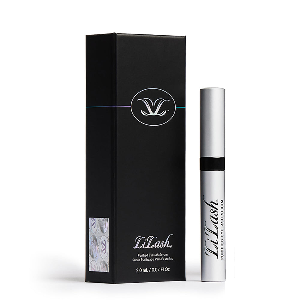 LiLash purified eyelash serum bottle close-up for easy nightly application.