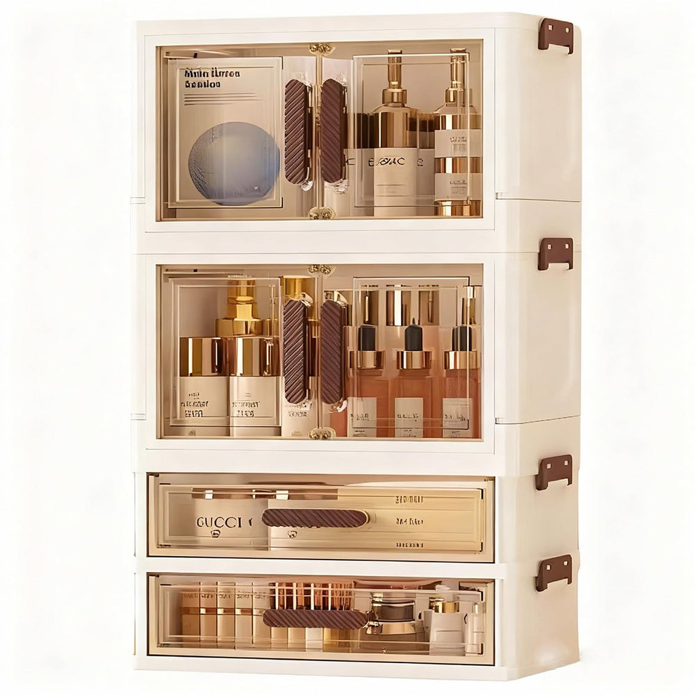 LiliGloris makeup organizer with drawers and compartments for tidy vanity storage.